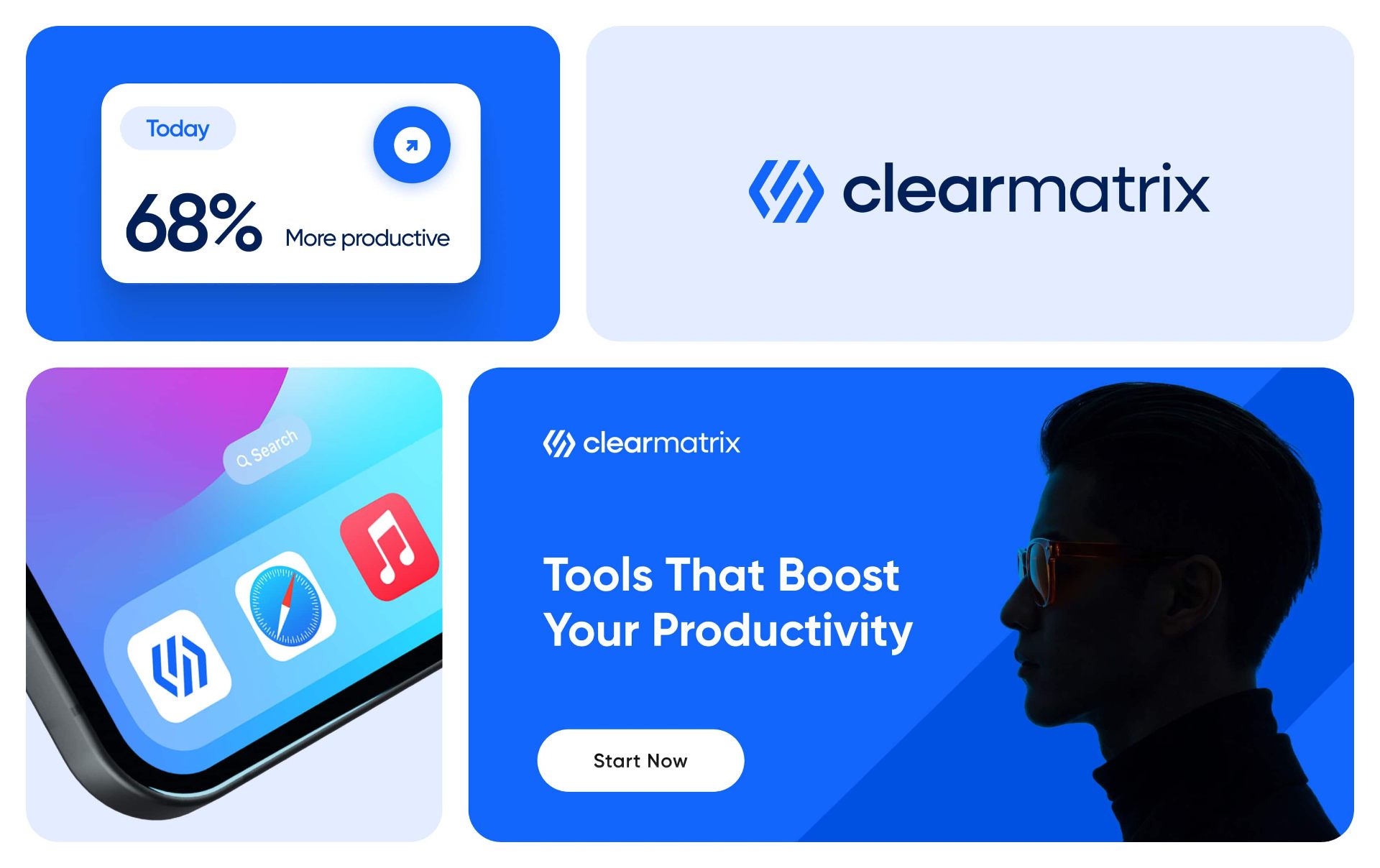 Case study brand identity Clearmatrix — Productivity