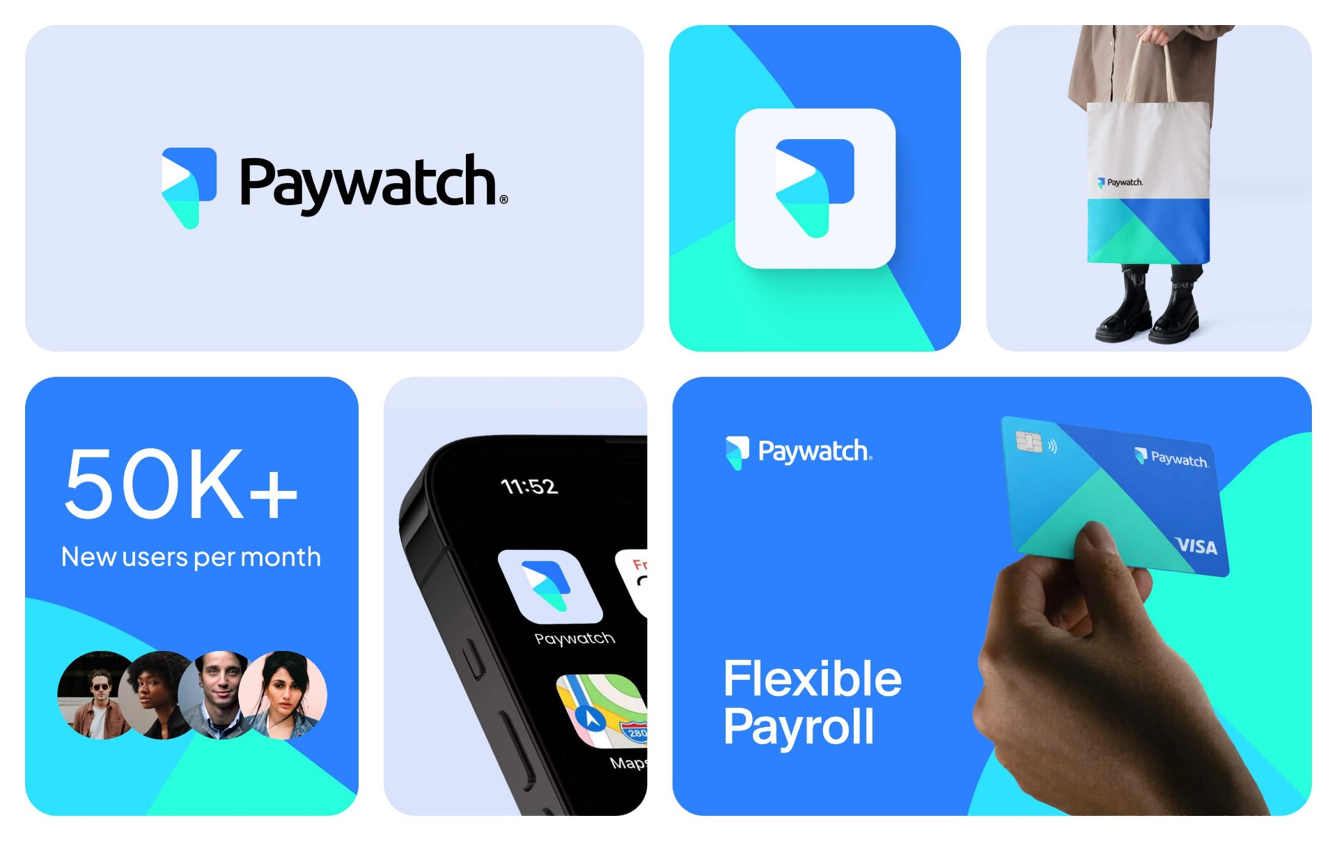 Case study brand identity Paywatch — Payroll & Banking